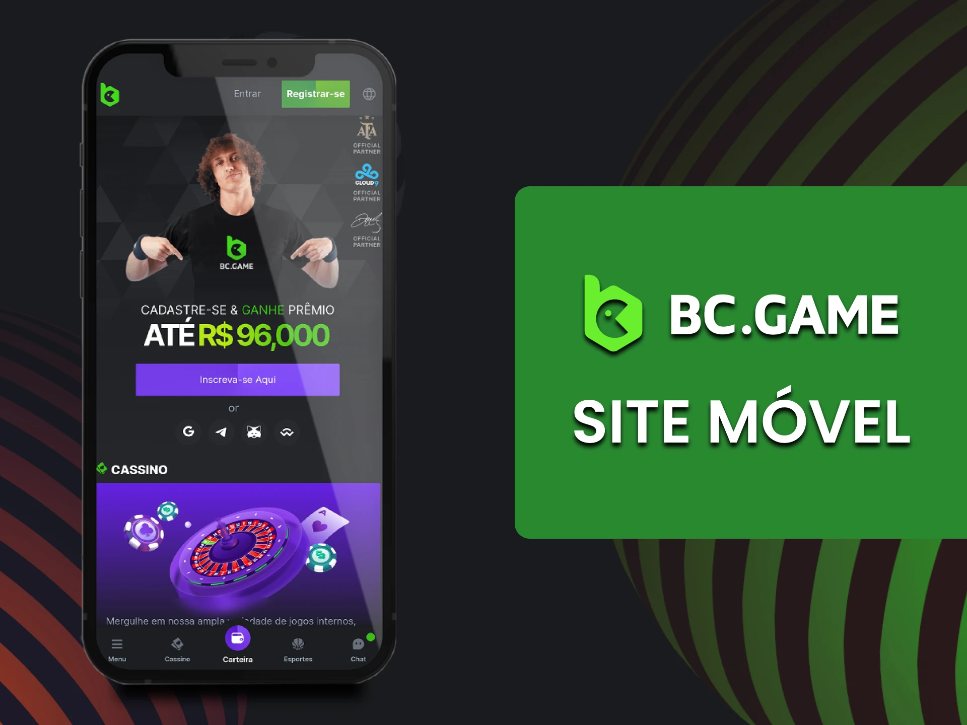 Visite a página BC Game através do seu telefone.