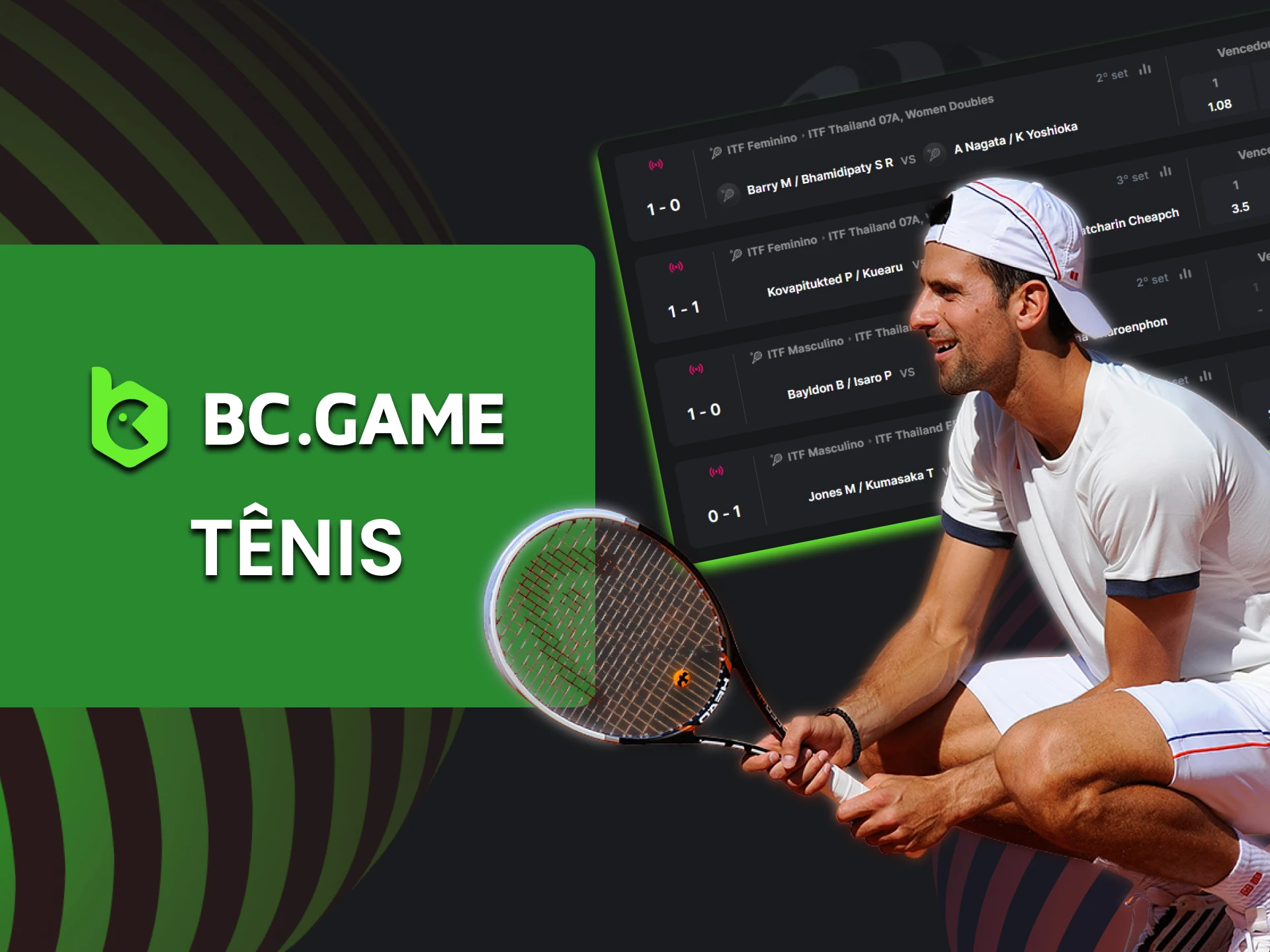 Para apostar no BC Game, escolha tenis.