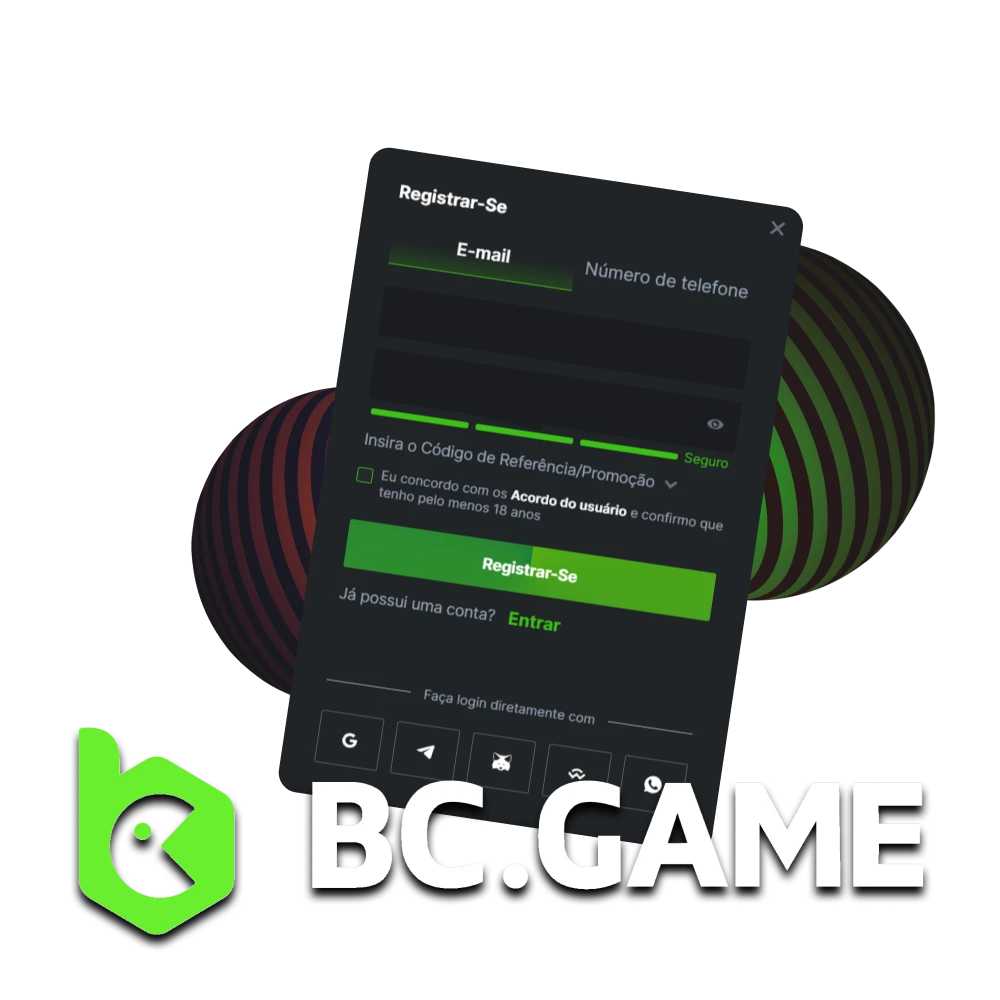 Crie uma conta no BC Game para apostas e jogos.