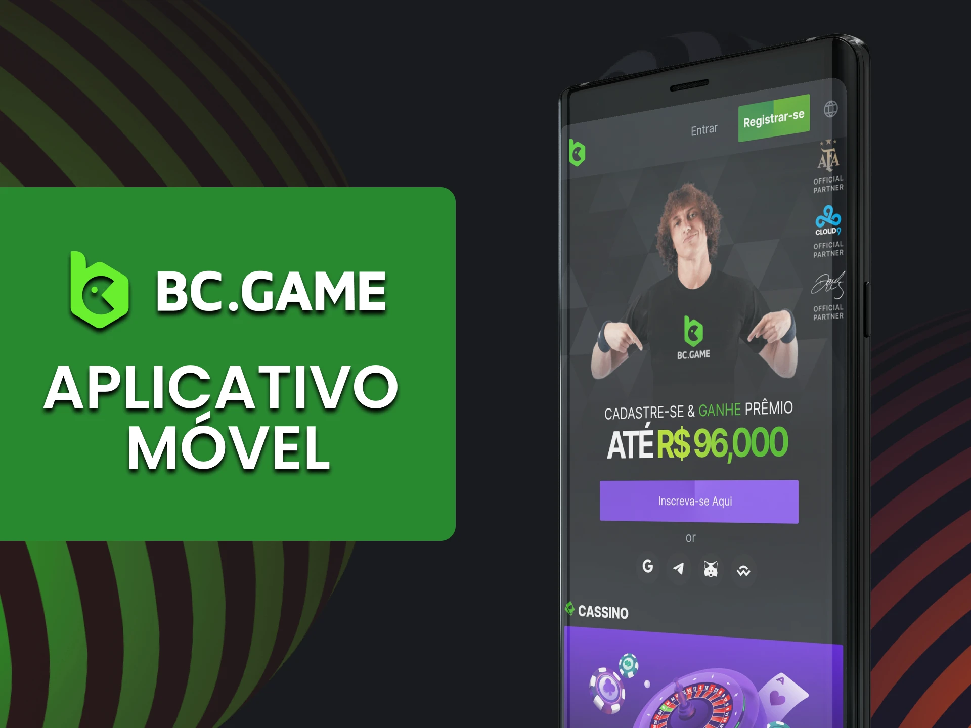 Você pode usar o BC Game através do seu smartphone baixando o aplicativo.
