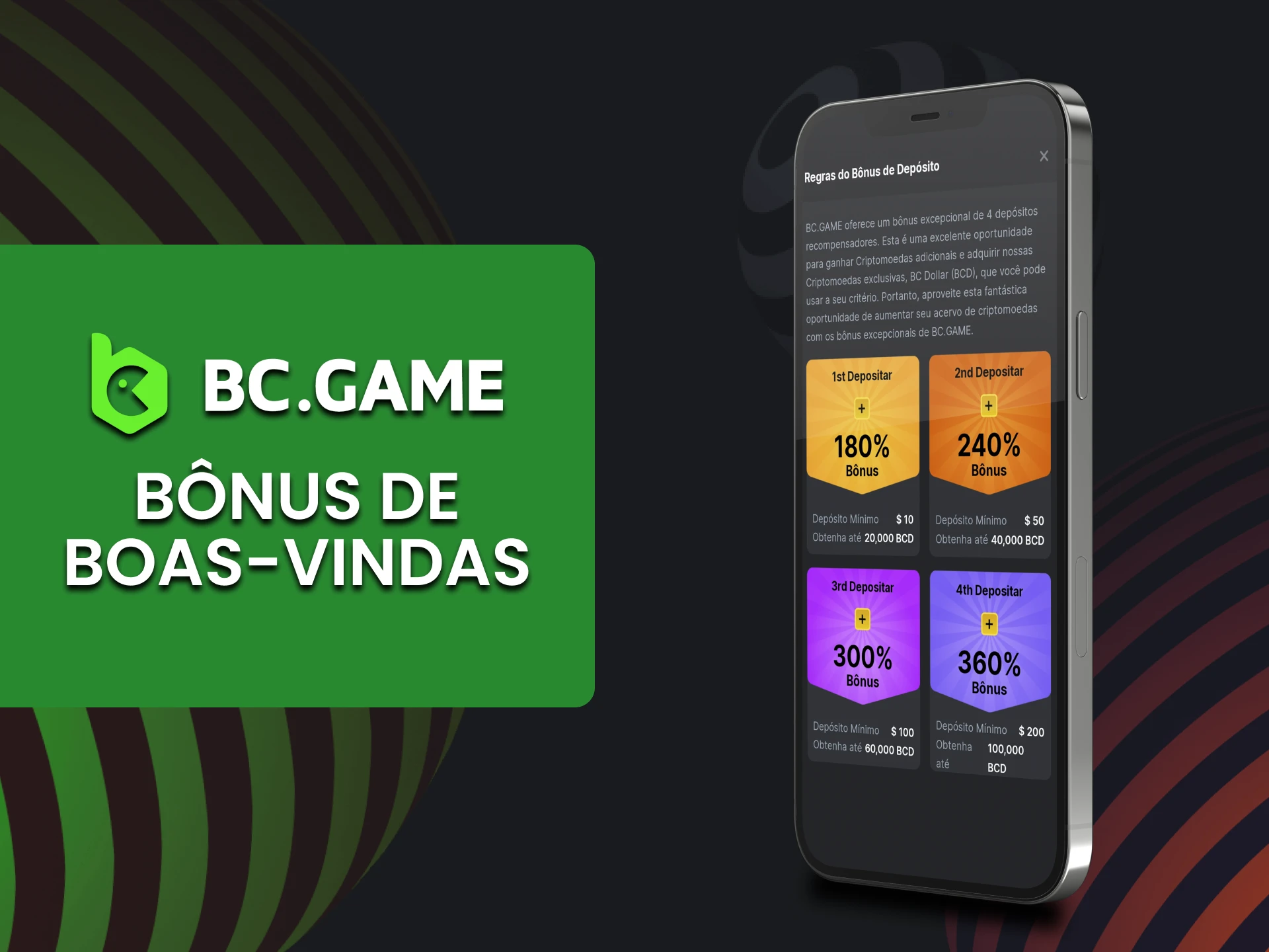 O aplicativo BC Game oferece um bônus de boas-vindas.