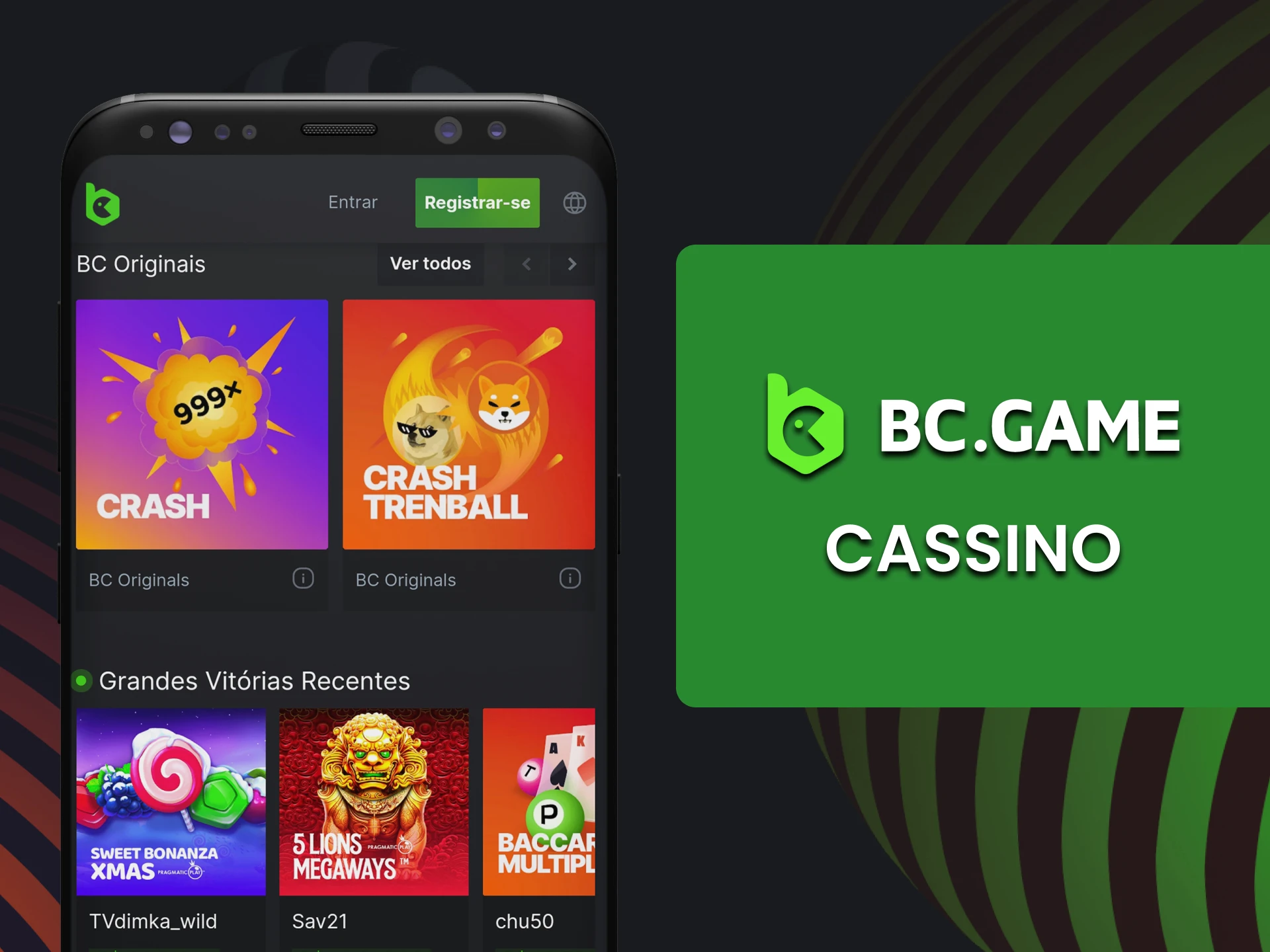 Você pode jogar no cassino usando o aplicativo BC Game.