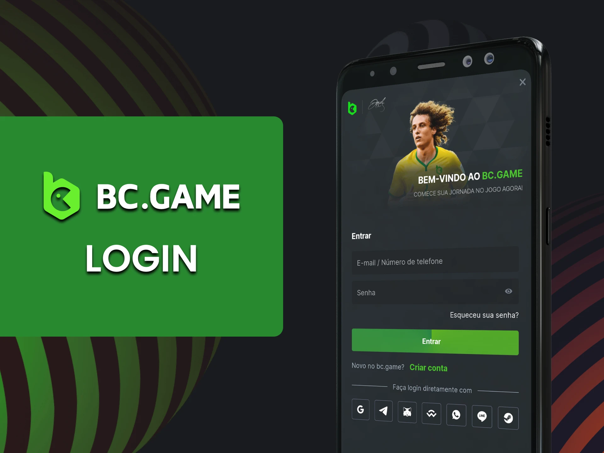 Faça login no aplicativo BC Game para apostar.