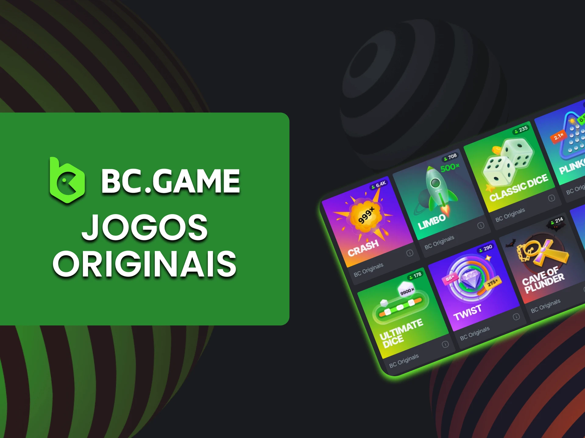 Escolha a seção Originais para jogos de cassino no BC Game.
